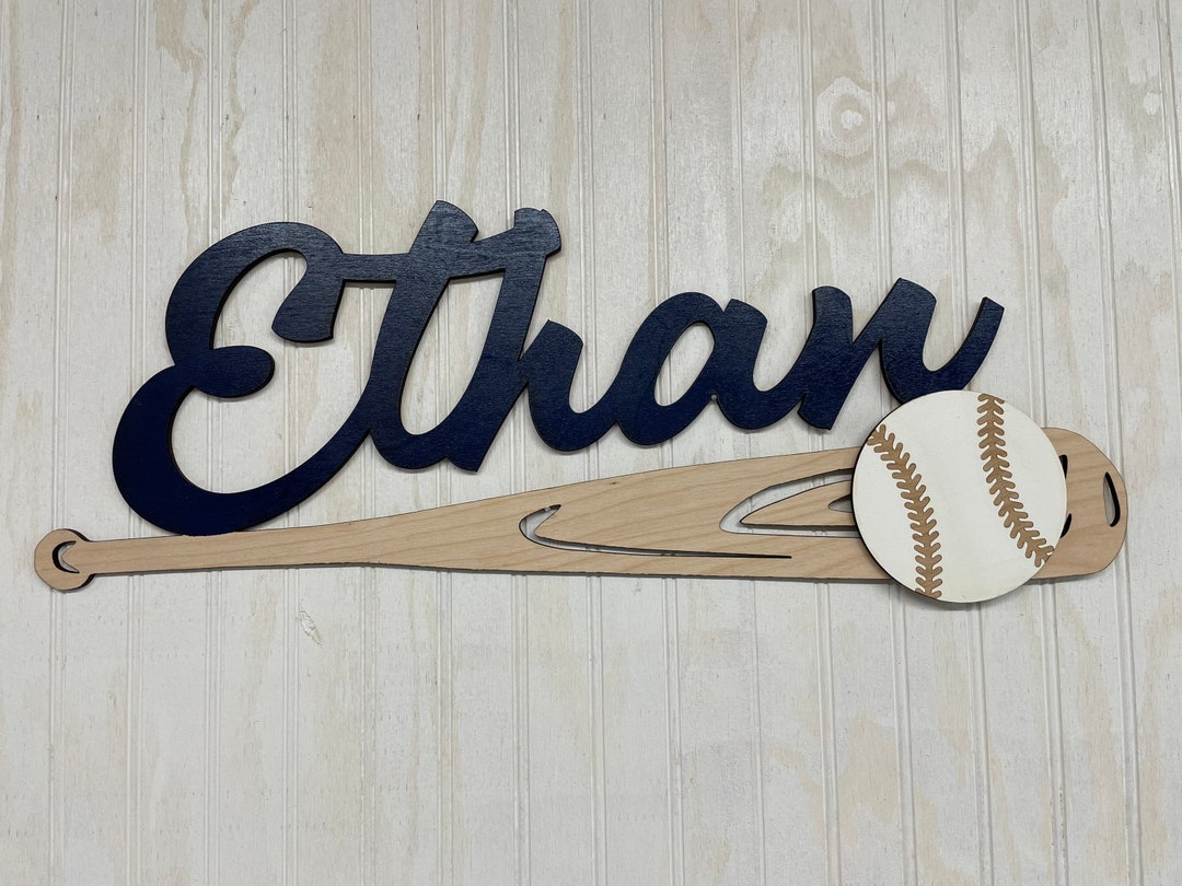 Baseball Bat Name Sign 3D, Nursery Decor, Personalized Wood Sign