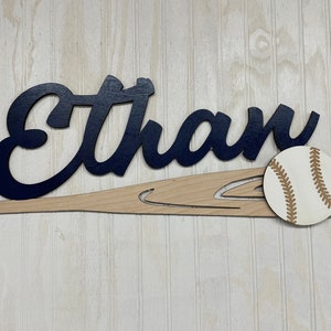 Baseball Bat Name Sign 3D, Nursery Decor, Personalized Wood Sign, Wooden, Personalized Name Sign, Name Sign, Kids Name Sign, Sports