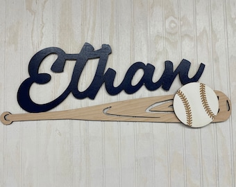 Baseball Bat Name Sign 3D, Nursery Decor, Personalized Wood Sign, Wooden, Personalized Name Sign, Name Sign, Kids Name Sign, Sports