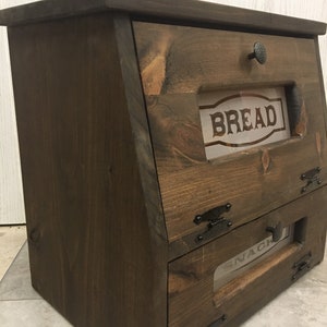 Bread Box and Snacks Farmhouse Kitchen, wooden Storage image 4