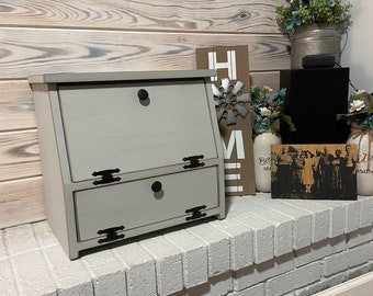 Farmhouse Charging Station Box - Bread Box - Wooden Solid doors - Rustic Cupboard Bathroom Storage Phone or Watch Dock PLEASE READ DETAILS