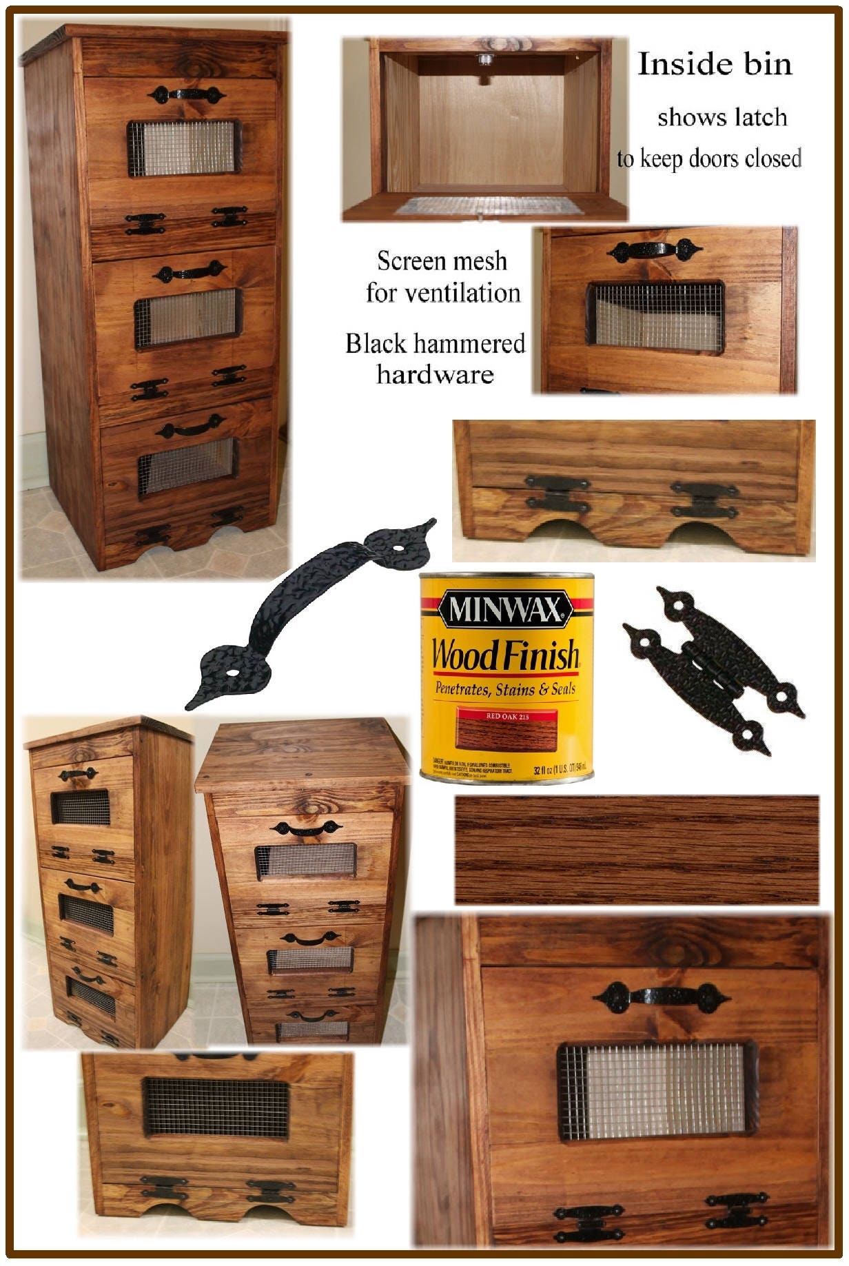 FREE SHIPPING Potato Bin wood Storage Rustic Primitive Etsy