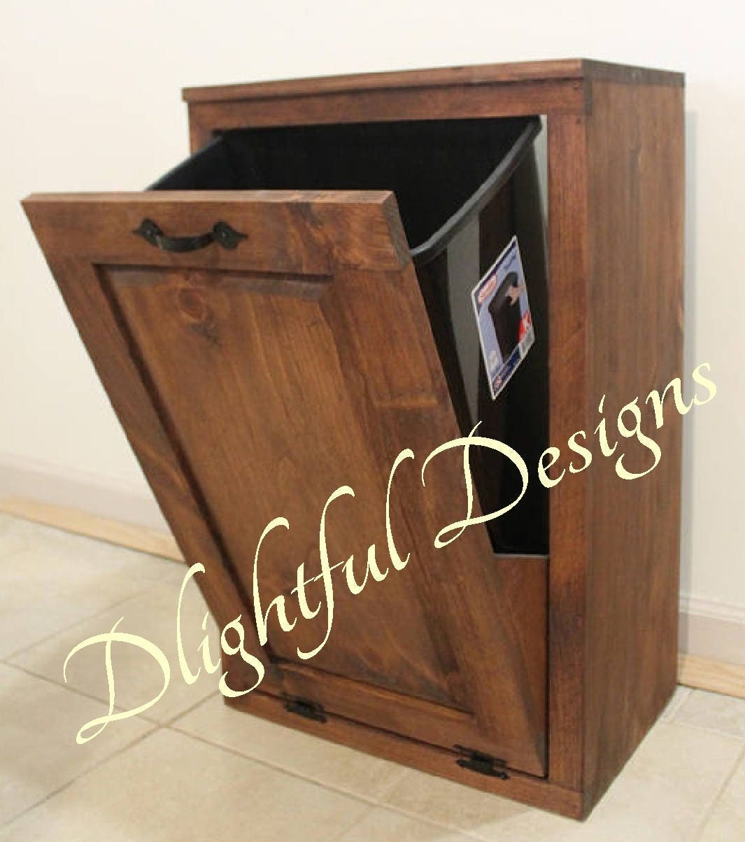 Wooden Tilt out Trash Can Trash Bin Wood Trash Box hide Etsy