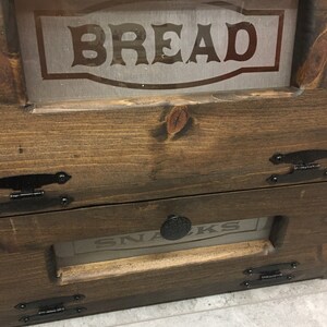 Bread Box and Snacks Farmhouse Kitchen, wooden Storage image 7