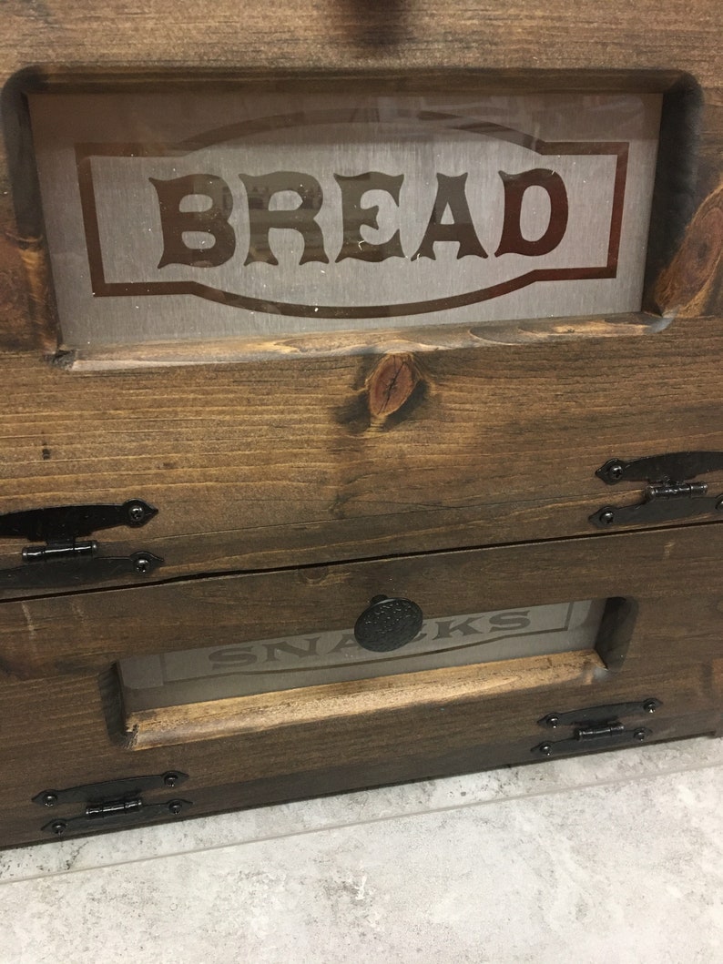 Bread Box and Snacks Farmhouse Kitchen, wooden Storage image 7