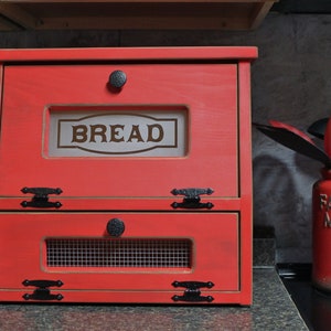 Wood Bread Box Farmhouse Decor Antiqued Rustic Storage Primitive Onion Potatoes Coffee holder Country Kitchen image 9