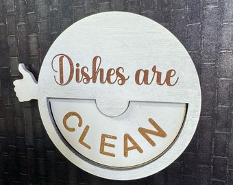 Dishwasher Magnet - Clean or Dirty dishes - Wooden Laser Engraved - Kitchen Decor