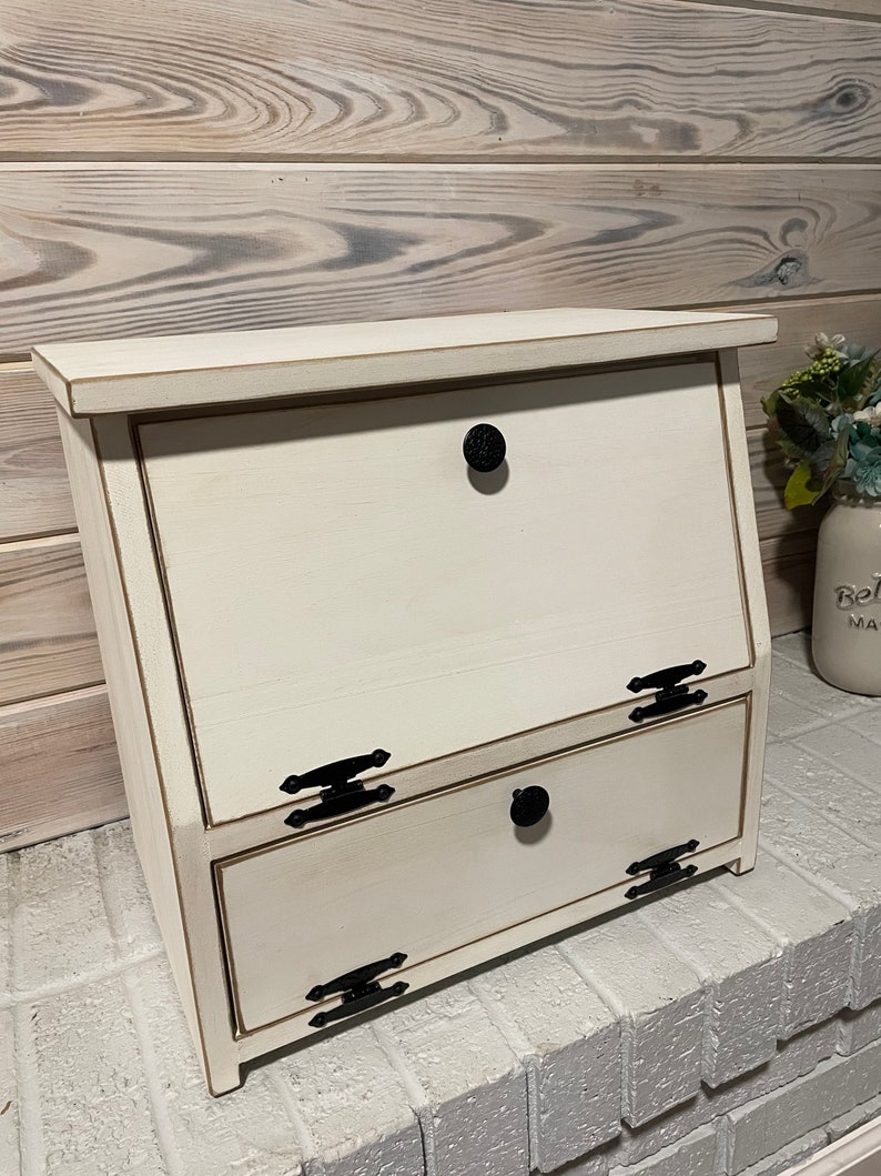 Farmhouse Charging Station Box Bread Box Wooden Solid Etsy