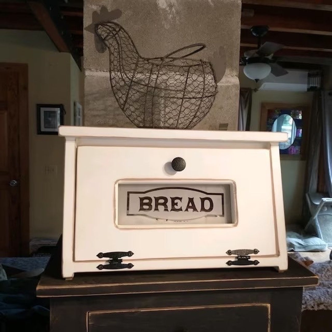 FARMHOUSE Kitchen Bread Box Bin Wooden Storage for Bread Rustic