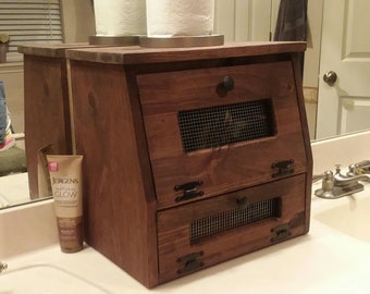 Bread Box - Rustic Farmhouse Vegetable Bin made of wood - wooden Storage for Onion Potatoes Country Kitchen - HANDMADE Gift