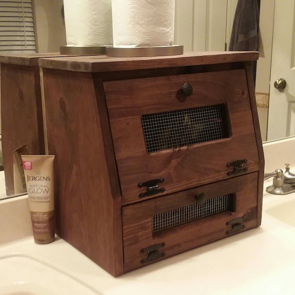 Bread Box - Rustic Farmhouse Vegetable Bin made of wood - wooden Storage for Onion Potatoes Country Kitchen - HANDMADE Gift