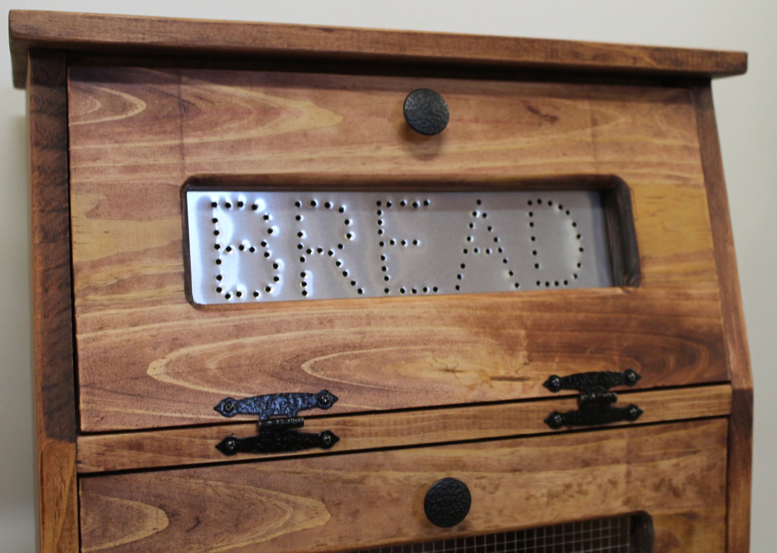 Farmhouse Bread Box Vegetable Bin Wooden With Punched Tin Wood Etsy