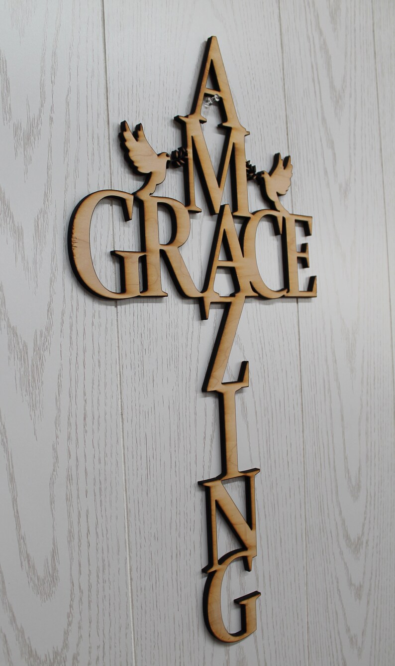 Amazing Grace wall decor Christian wooden cross 23 Etsy
