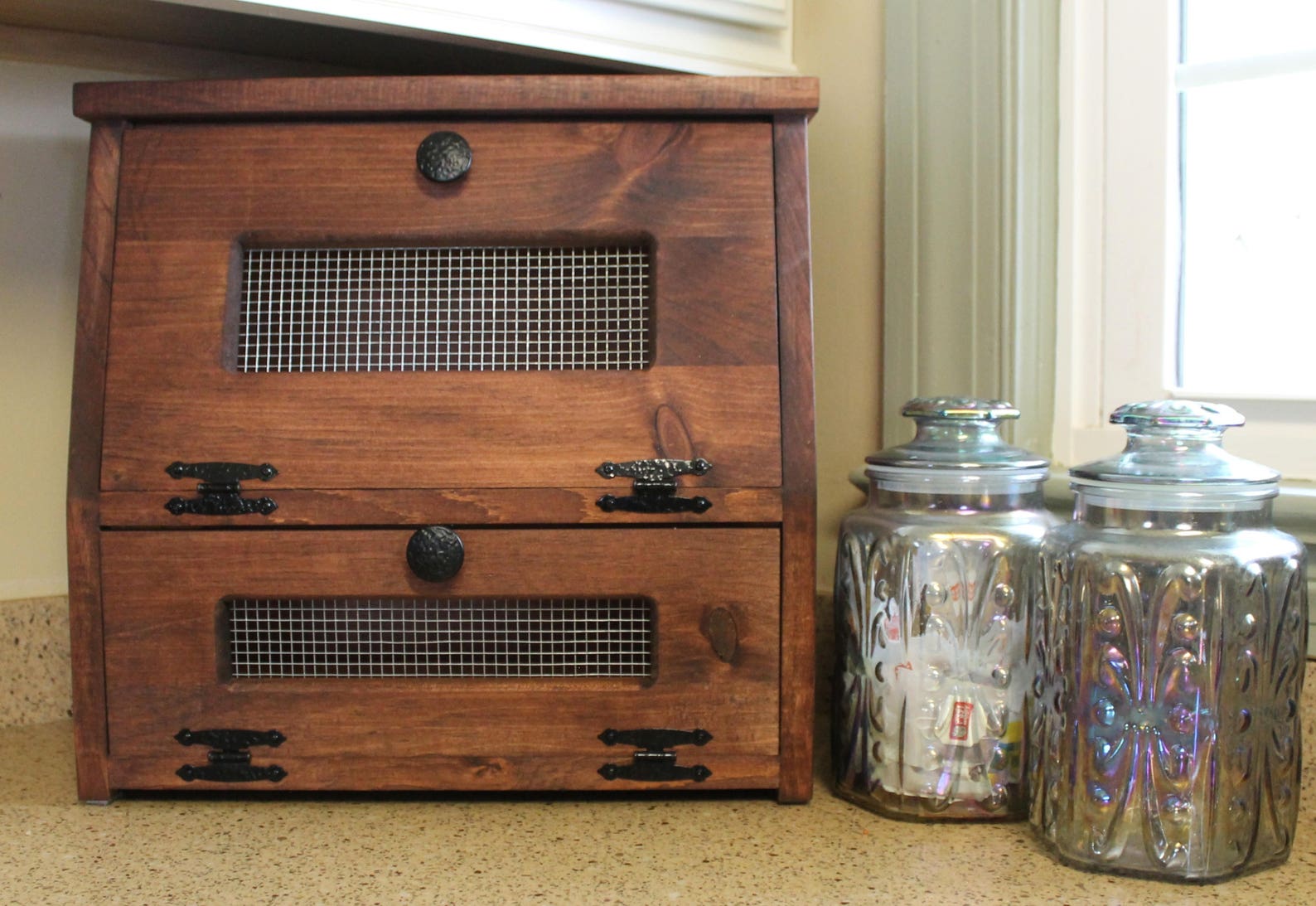 Bread Box Rustic wooden Vegetable Potato Bin Storage Etsy