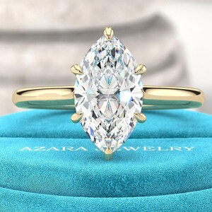 2 Carat Marquise Cut Lab Diamond Ring - Fancy CVD Hidden Halo Engagement Ring - Lab Grown 14k 18k Gold Solitaire IGI Certified Diamond Ring
