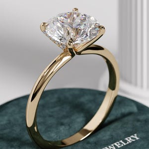 3 Carat Round Brilliant Lab Grown Diamond Engagement Ring - Solitaire Minimal Proposal Ring - Dainty 3 CT 14k 18k Yellow Gold- IGI Certified