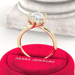 2.5 Carat Round Brilliant Lab Diamond Ring - CVD Diamond / Solitaire Fancy Engagement Ring - 14k 18k Yellow Gold IGI Certified Diamond Ring