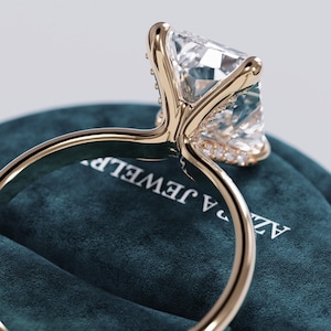 3 Carat Radiant Cut Lab Grown Diamond Engagement Ring - Dainty Proposal Hidden Halo CVD Ring - Unique 4 Prong 18k 14k Gold - IGI Certified