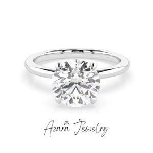 1-3 Carat Lab Grown VS Diamond Ring - Round Cut Engagement Ring - 14k & 18K Gold Solitaire Minimalist Wedding Promise Ring - IGI Certified