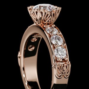 1 Carat Round Lab Grown Diamond Triforce Inspired Engagement Ring – 14k Gold Sacred Legend Fantasy Engagement Jewelry – Gamer Proposal Ring