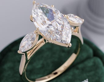 Bague De Fiançailles Platine PT950 – Diamant De Laboratoire 2,50 Ct Taille Marquise, Certifié IGI (taille 8, Sur Mesure Dispo)