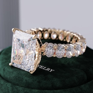 5 Carat Radiant Lab Grown Diamond Ring - Large Fancy Brilliant Diamond- 8 TCW CVD Iced out Engagement Ring - Luxury 18k Gold Solitaire IGI