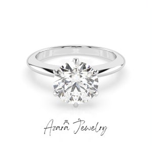 1-3 Carat Lab Grown VS Diamond Ring - Round Cut Engagement Ring - 14k & 18K Gold Solitaire Minimalist Wedding Promise Ring - IGI Certified