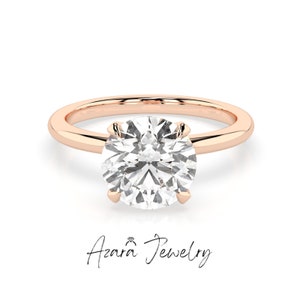 1-3 Carat Lab Grown VS Diamond Ring - Round Cut Engagement Ring - 14k & 18K Gold Solitaire Minimalist Wedding Promise Ring - IGI Certified