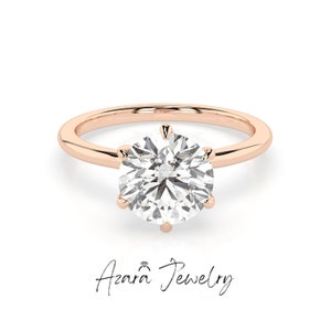 1-3 Carat Lab Grown VS Diamond Ring - Round Cut Engagement Ring - 14k & 18K Gold Solitaire Minimalist Wedding Promise Ring - IGI Certified