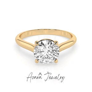 Solitaire 1CT-3CT Lab Grown D Color VS Diamond Ring - Round Cut Engagement Ring- 14k Gold Solitaire Minimalist Ring- IGI Certified