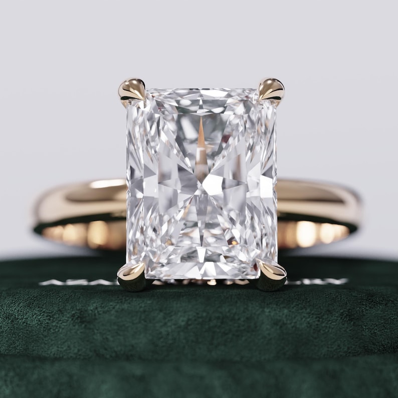 3 Carat Radiant Cut Lab Grown Diamond Ring - Hidden Halo Fancy CVD ...