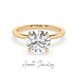 1-3 Carat Lab Grown VS Diamond Ring - Round Cut Engagement Ring - 14k & 18K Gold Solitaire Minimalist Wedding Promise Ring - IGI Certified