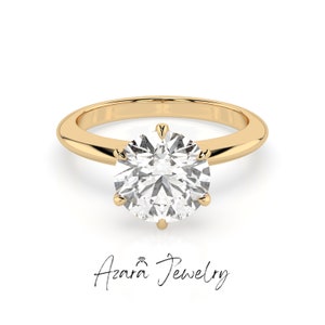 1-3 Carat Lab Grown VS Diamond Ring - Round Cut Engagement Ring - 14k & 18K Gold Solitaire Minimalist Wedding Promise Ring - IGI Certified
