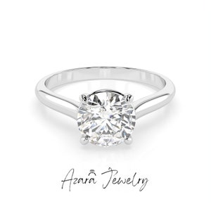 Solitaire 1CT-3CT Lab Grown D Color VS Diamond Ring - Round Cut Engagement Ring- 14k Gold Solitaire Minimalist Ring- IGI Certified