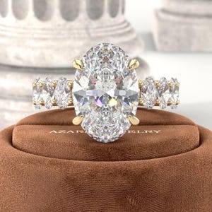 5 Carat Oval Lab Grown Diamond Ring - Large Fancy Brilliant Diamond- 7 CTW CVD Fancy Cut Engagement Ring - Luxury 14k 18k Gold Solitaire IGI