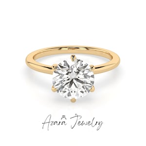 1-3 Carat Lab Grown VS Diamond Ring - Round Cut Engagement Ring - 14k & 18K Gold Solitaire Minimalist Wedding Promise Ring - IGI Certified