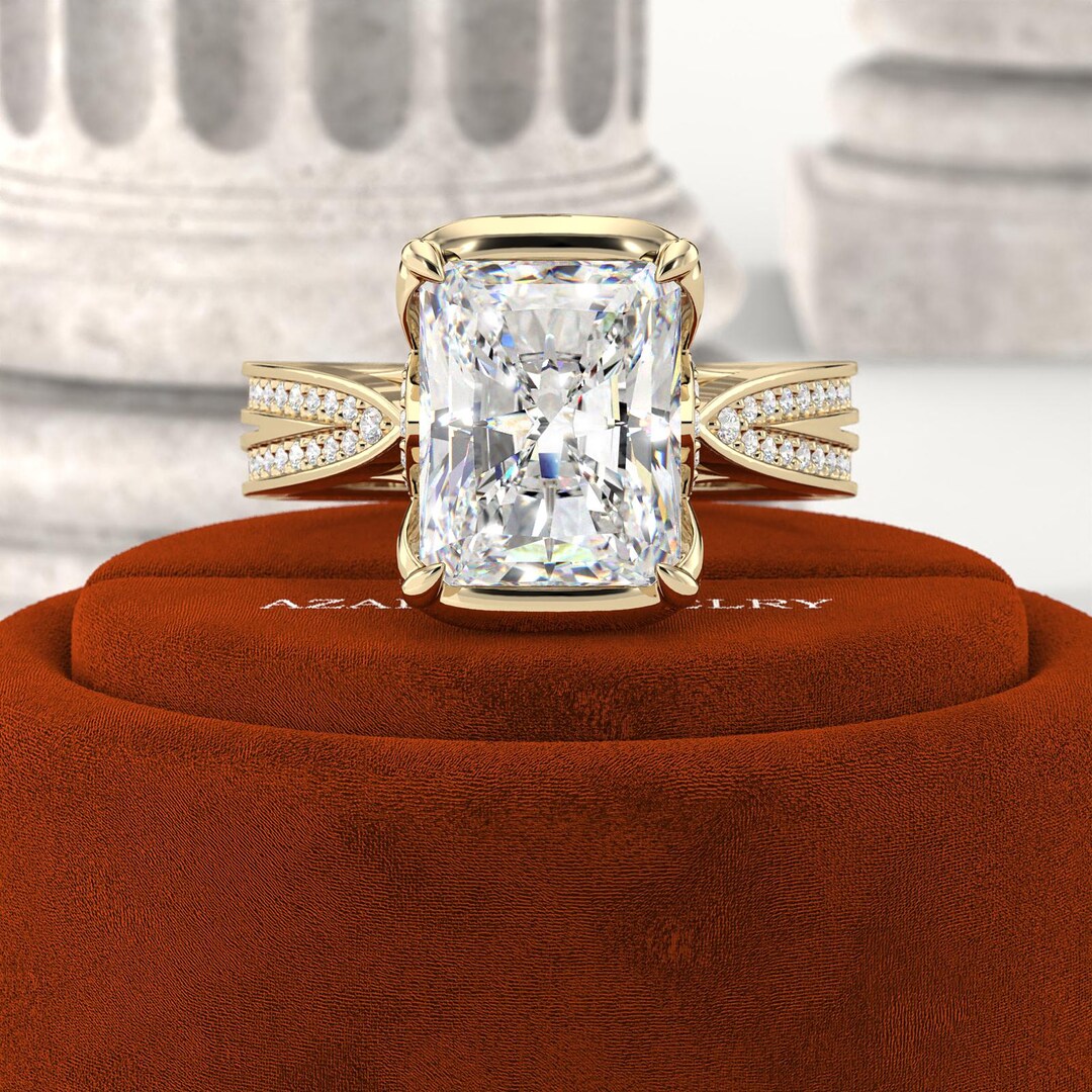 4 Carat Radiant Cut Lab Grown Diamond Engagement Ring E VVS2 | Double ...