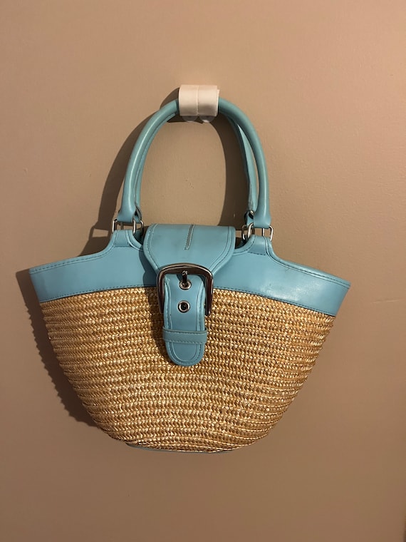 Sky blue Straw Handbag - image 1