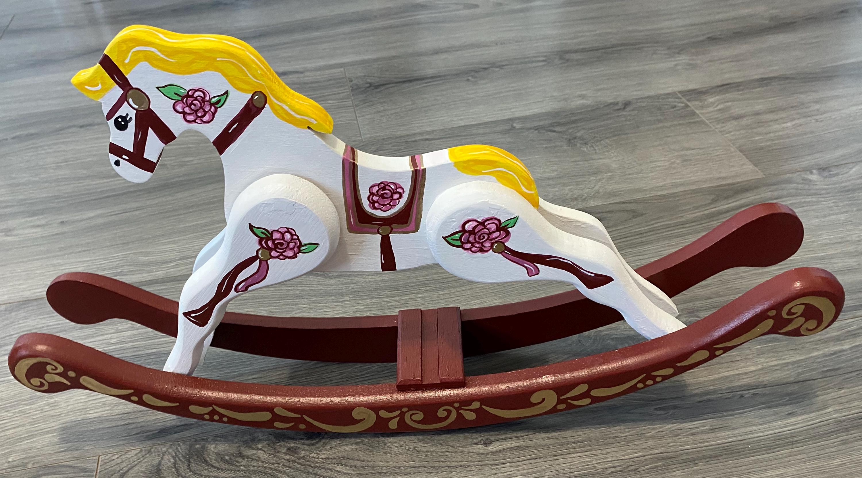 Hand Painted Wooden Rocking Horse Decor - Etsy