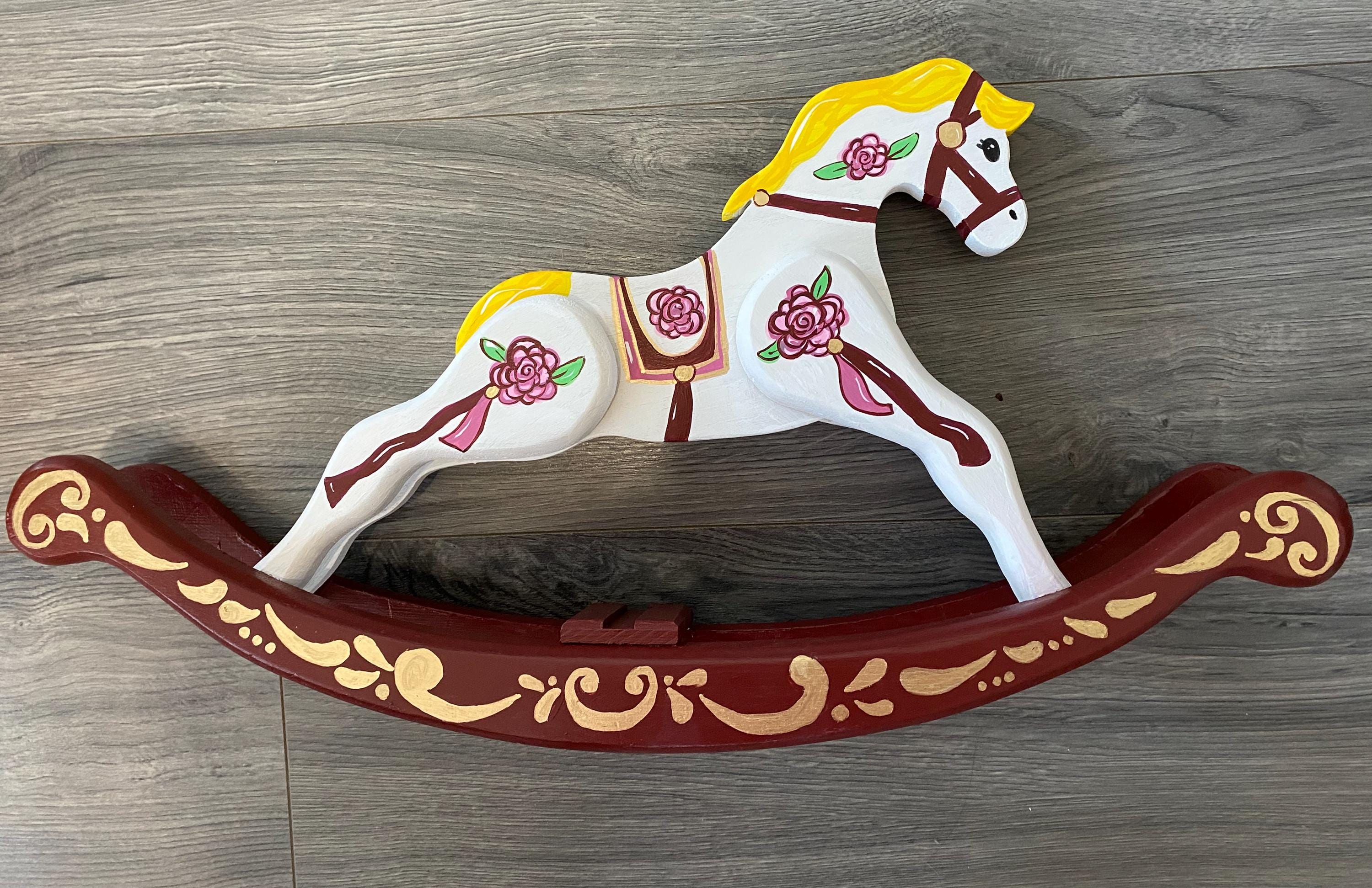 Hand Painted Wooden Rocking Horse Decor - Etsy