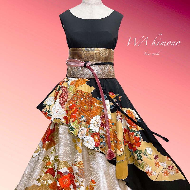Vintage Custom Made Repurposed Dress from Antique Kimono Fabric