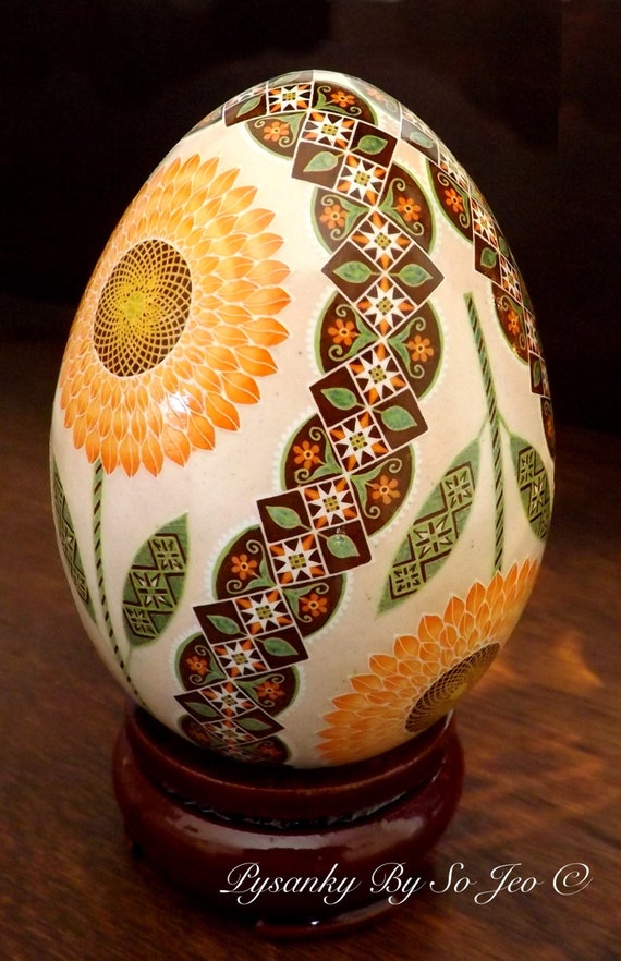 Sunflower Pysanky Ostrich Pysanka Ukrainian Easter egg shell