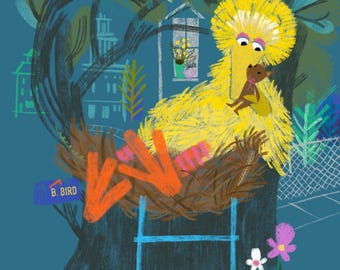 Big Bird and Bear 8x10 signed print