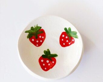 Strawberries Handmade Ring Dish by Luna Reece Ceramics