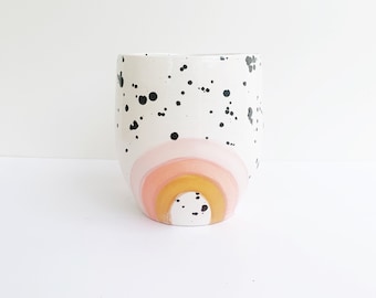 Berry Rainbow Ink Spots Handmade Ceramic Planter