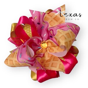 ICE CREAM CONE | Sprinkles | Sweet Summer | Vacation | Over the Top | Big Hair Bow | Baby Girl | Toddler | Birthday | Accessories | Spring
