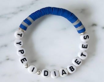 Custom Seed Bead | Type 1 Diabetes | T1D | Medical Alert | Awareness | Bracelet for Children | Adults | Blue | Grey | Support | Jewelry