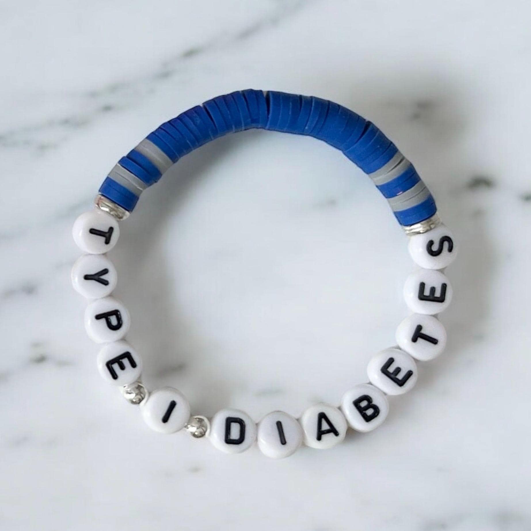 Custom Seed Bead | Type 1 Diabetes | T1D | Medical Alert | Awareness | Bracelet for Children | Adults | Blue | Grey | Support | Jewelry