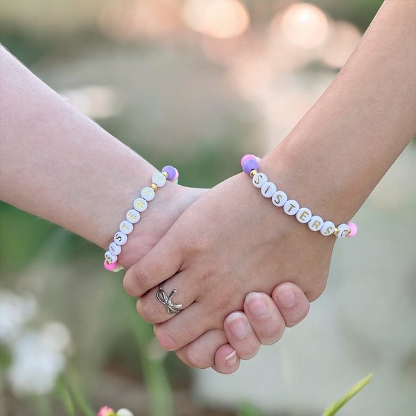 Custom Beaded | Sisters | Best Friends | Family | Besties | BFF | Wedding | Gift | Bubblegum | Friendship Bracelet Set | Jewelry