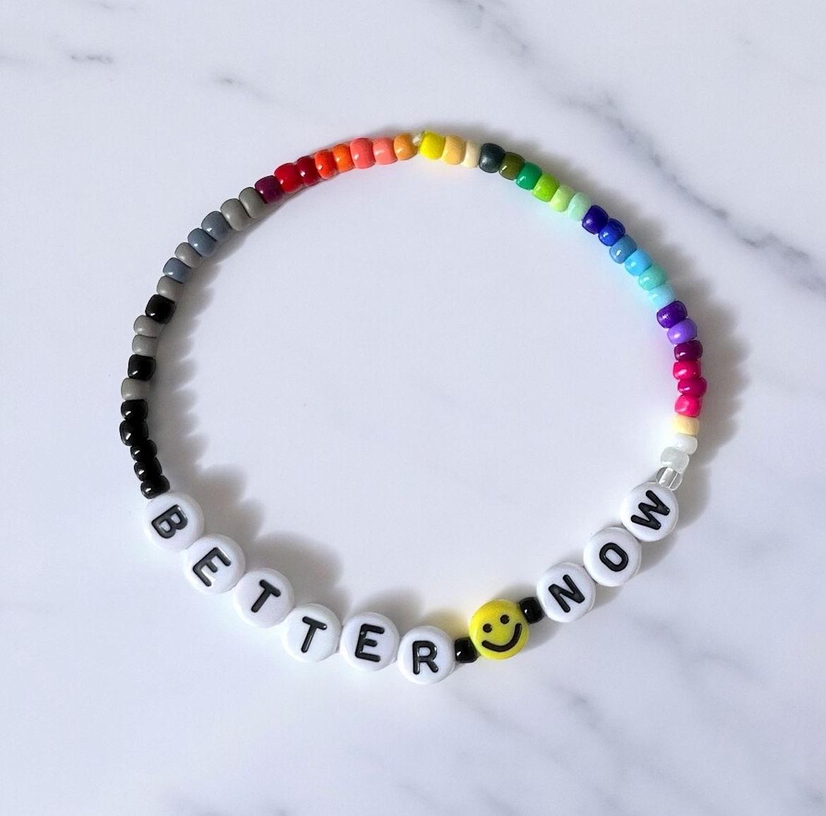 Custom Seed Bead | Post Malone | Song | Goodbyes | Lyrics Inspired | Bracelet | Smiley | Ombré Rainbow | Gift | Bracelet | Jewelry | Music
